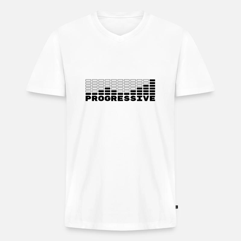 Progressive - Männer Premium Bio T-Shirt mit V-Ausschnitt - Weiß