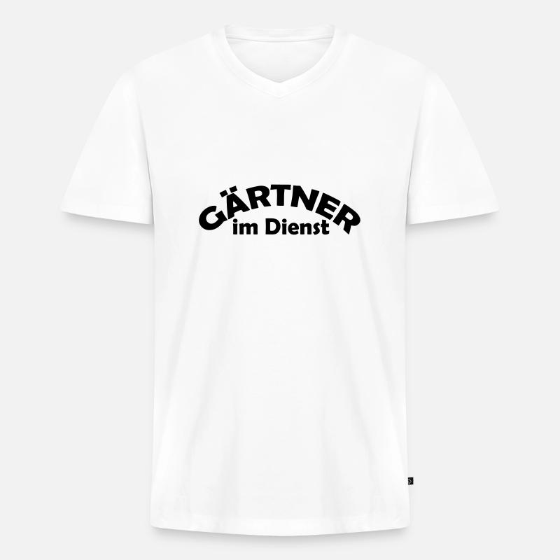 gärtner im dienst - Männer Premium Bio T-Shirt mit V-Ausschnitt - Weiß
