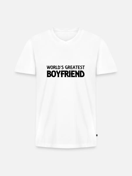 World's greatest boyfriend - Männer Premium Bio T-Shirt mit V-Ausschnitt - Weiß