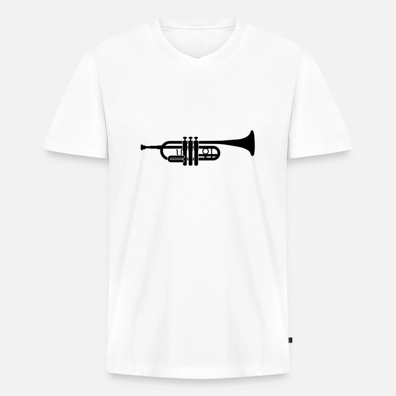 Trompete - Männer Premium Bio T-Shirt mit V-Ausschnitt - Weiß