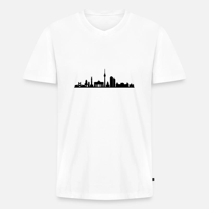 Skyline - Berlin - Männer Premium Bio T-Shirt mit V-Ausschnitt - Weiß