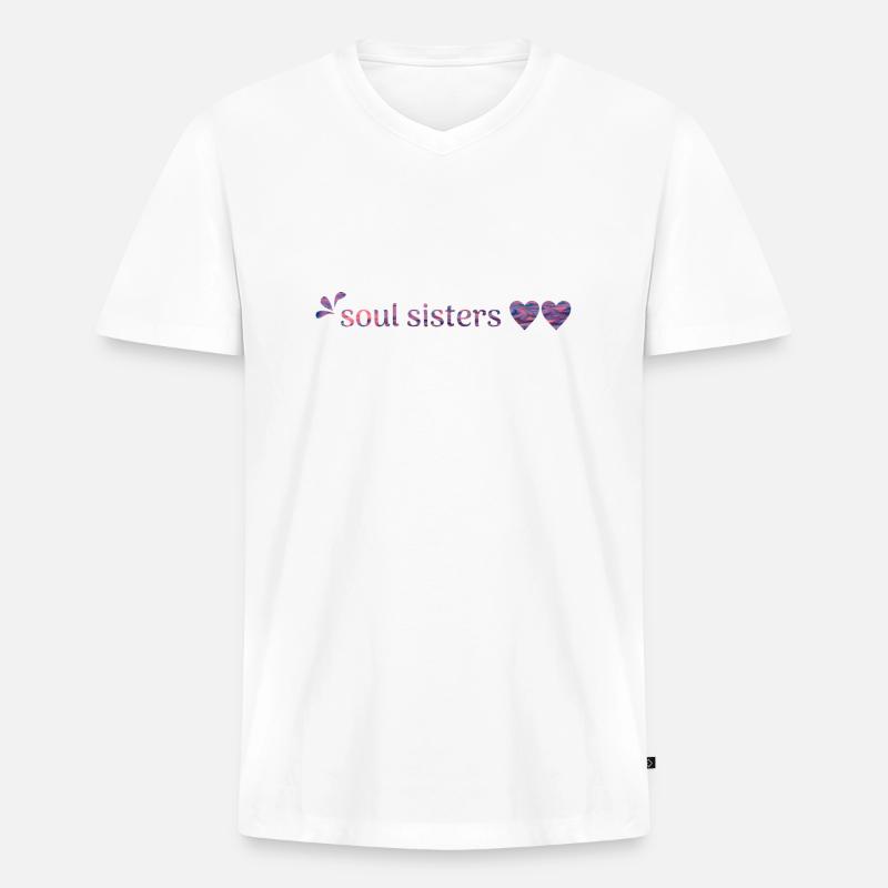 Freunde - Männer Premium Bio T-Shirt mit V-Ausschnitt - Weiß