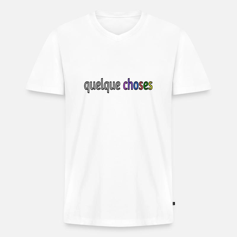 Quelques choses - Männer Premium Bio T-Shirt mit V-Ausschnitt - Weiß