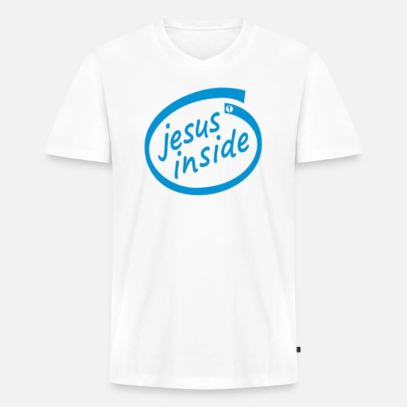 jesus inside - Nerd - Jesus4m3 - Männer Premium Bio T-Shirt mit V-Ausschnitt - Weiß