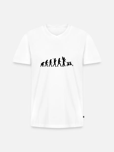 evolution daddy famille nombreuse - T-shirt encolure en V Premium bio Homme - blanc