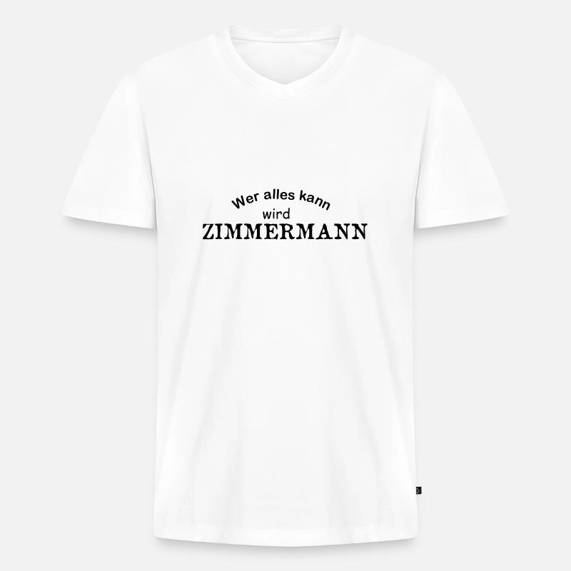Zimmermann - Männer Premium Bio T-Shirt mit V-Ausschnitt - Weiß