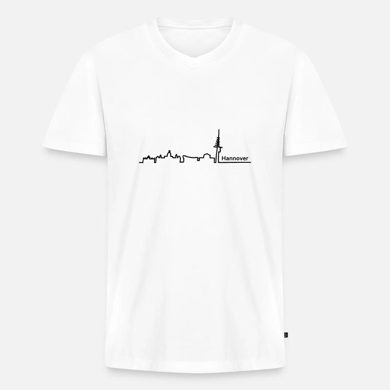 Hannover skyline - Männer Premium Bio T-Shirt mit V-Ausschnitt - Weiß