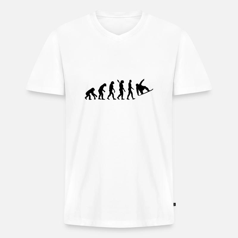 Evolution Snowboard - Männer Premium Bio T-Shirt mit V-Ausschnitt - Weiß