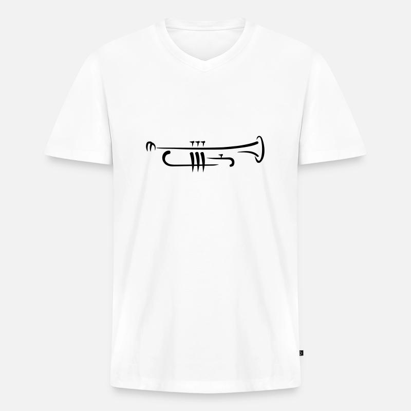 Trompete - Männer Premium Bio T-Shirt mit V-Ausschnitt - Weiß