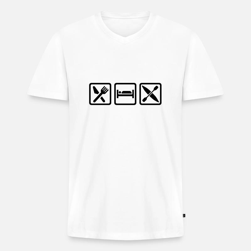 Kajak - Männer Premium Bio T-Shirt mit V-Ausschnitt - Weiß