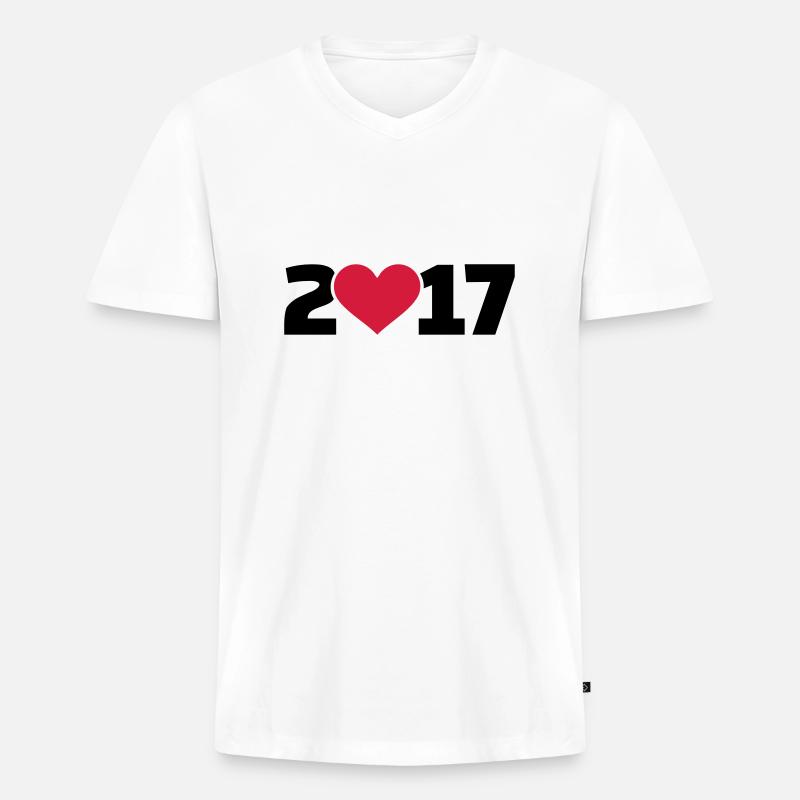 2017 - Männer Premium Bio T-Shirt mit V-Ausschnitt - Weiß