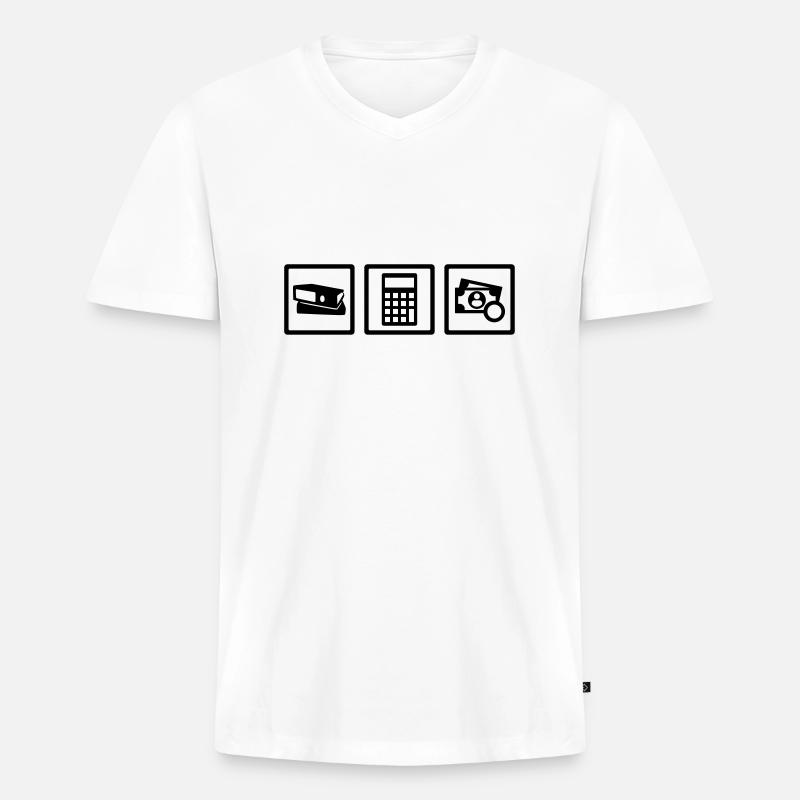 Buchhalter - Männer Premium Bio T-Shirt mit V-Ausschnitt - Weiß