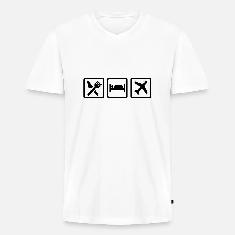Flugzeug - Männer Premium Bio T-Shirt mit V-Ausschnitt - Weiß