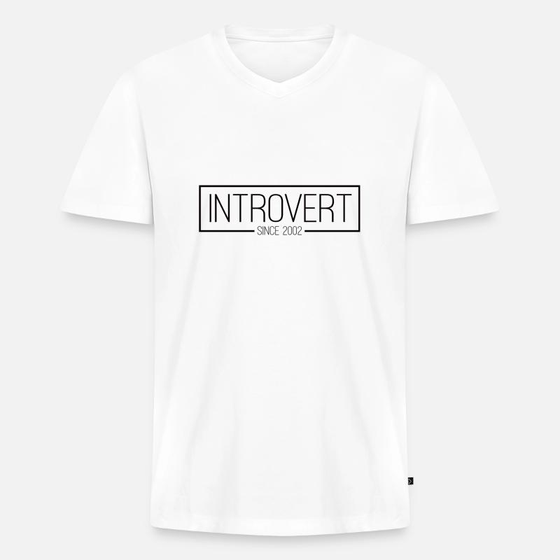 Introvert since 2002 black - Männer Premium Bio T-Shirt mit V-Ausschnitt - Weiß