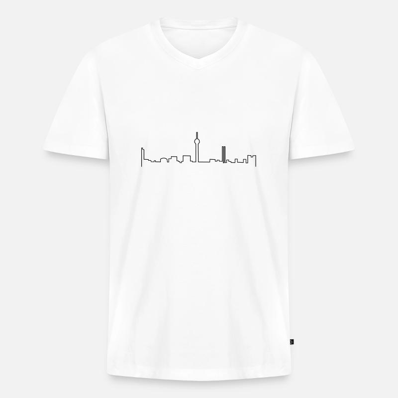 düsseldorf skyline - Männer Premium Bio T-Shirt mit V-Ausschnitt - Weiß