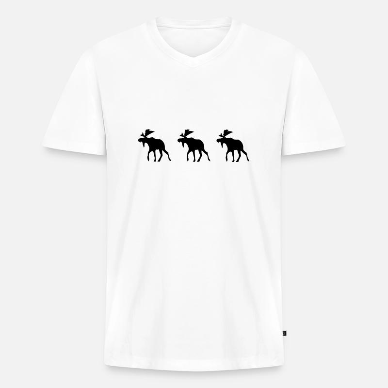 drei elche - Männer Premium Bio T-Shirt mit V-Ausschnitt - Weiß