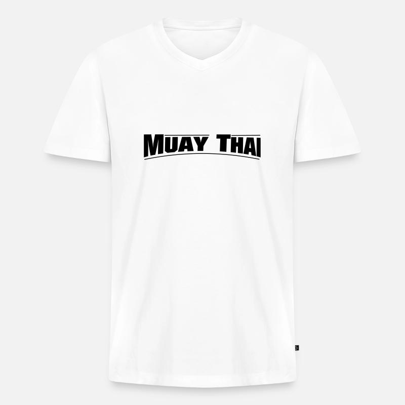 MUAY THAI - Männer Premium Bio T-Shirt mit V-Ausschnitt - Weiß