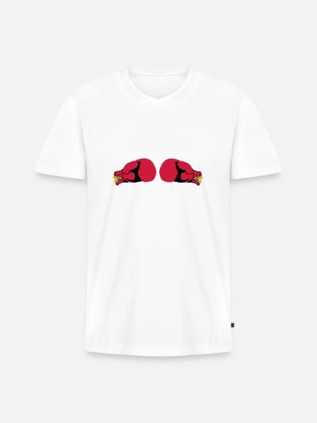 Boxhandschuhe - Männer Premium Bio T-Shirt mit V-Ausschnitt - Weiß