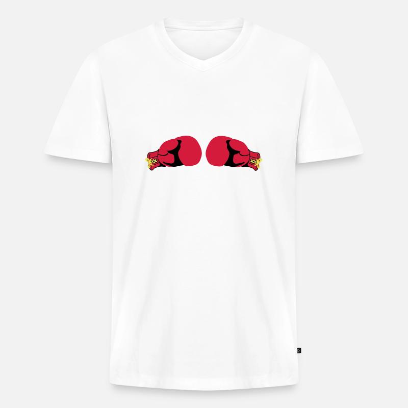 Boxhandschuhe - Männer Premium Bio T-Shirt mit V-Ausschnitt - Weiß