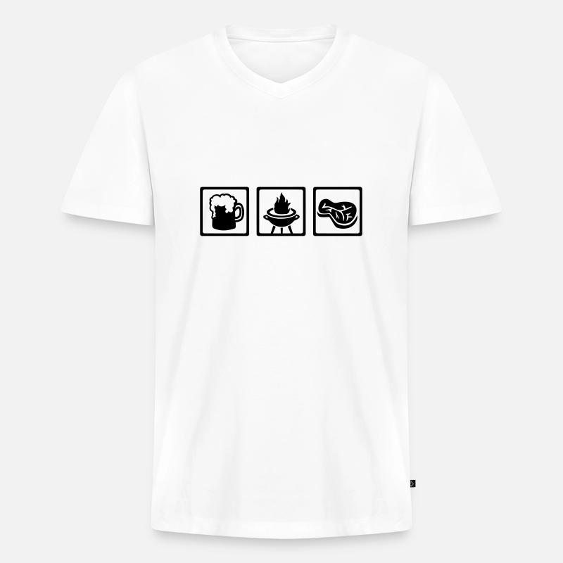Grillen - Männer Premium Bio T-Shirt mit V-Ausschnitt - Weiß