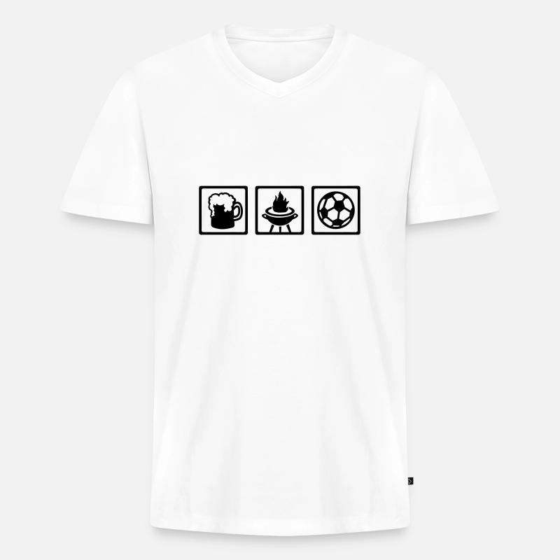Grillen - Männer Premium Bio T-Shirt mit V-Ausschnitt - Weiß