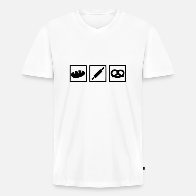 Bäcker - Männer Premium Bio T-Shirt mit V-Ausschnitt - Weiß