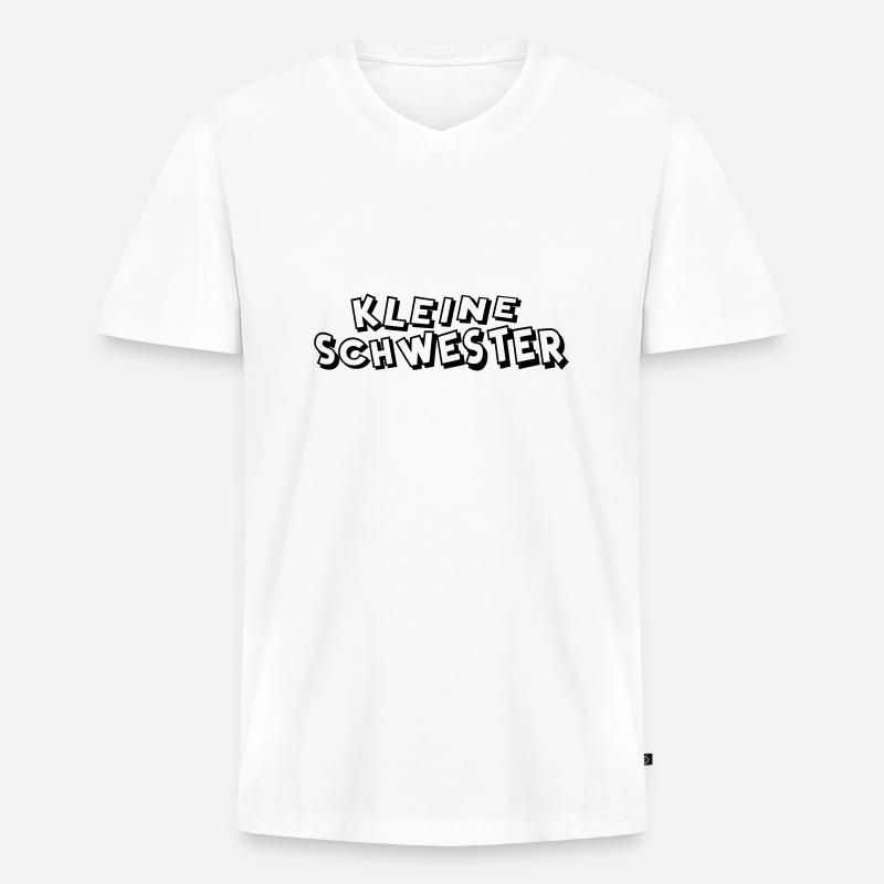 Kleine Schwester - Männer Premium Bio T-Shirt mit V-Ausschnitt - Weiß