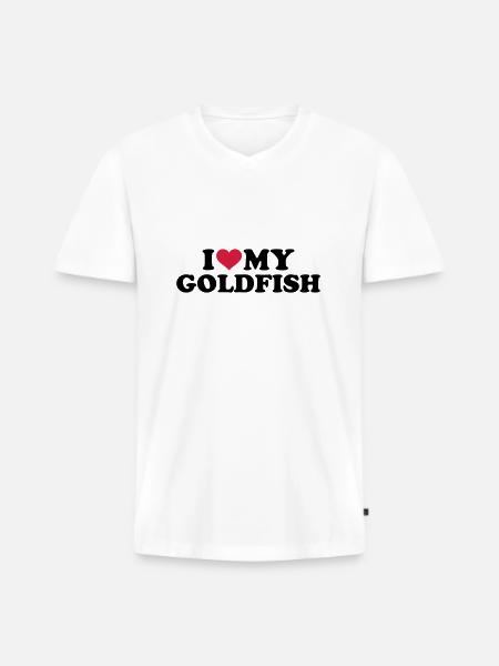 Goldfisch - Männer Premium Bio T-Shirt mit V-Ausschnitt - Weiß
