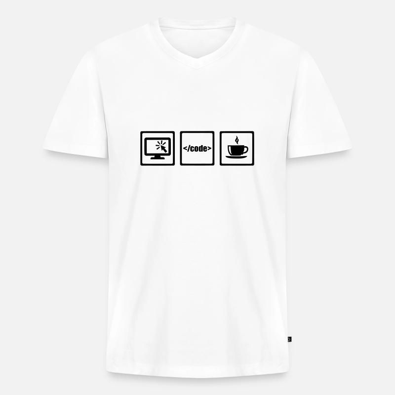 Programmierer - Männer Premium Bio T-Shirt mit V-Ausschnitt - Weiß