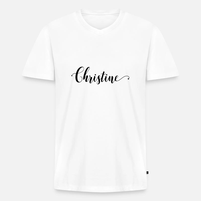 (christine) - Männer Premium Bio T-Shirt mit V-Ausschnitt - Weiß