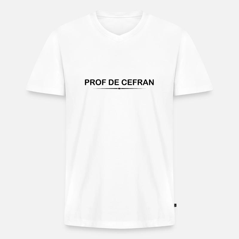 Prof. de cefran - Französischlehrer - Männer Premium Bio T-Shirt mit V-Ausschnitt - Weiß