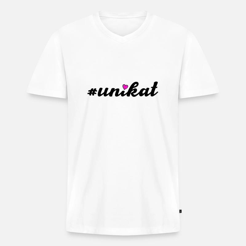 unikat - Männer Premium Bio T-Shirt mit V-Ausschnitt - Weiß
