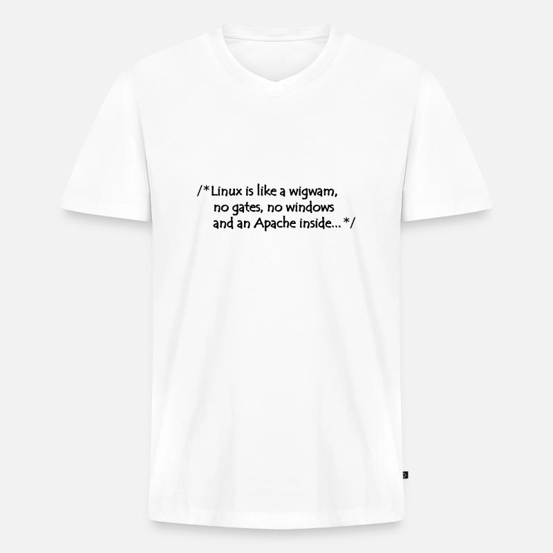 Linux is like a wigwam - Männer Premium Bio T-Shirt mit V-Ausschnitt - Weiß
