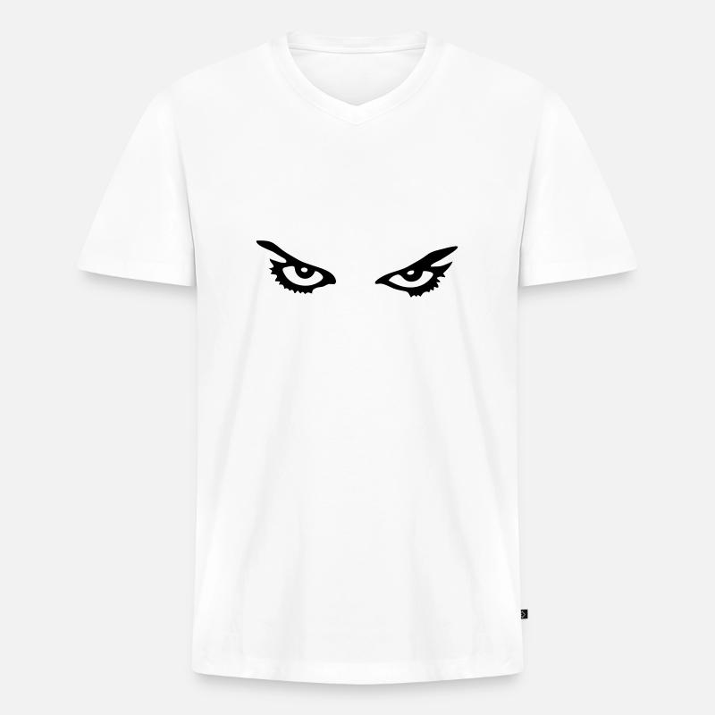 Böser Blick - Line - Männer Premium Bio T-Shirt mit V-Ausschnitt - Weiß