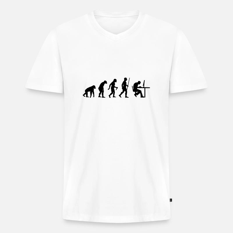 Geek Evolution - Männer Premium Bio T-Shirt mit V-Ausschnitt - Weiß