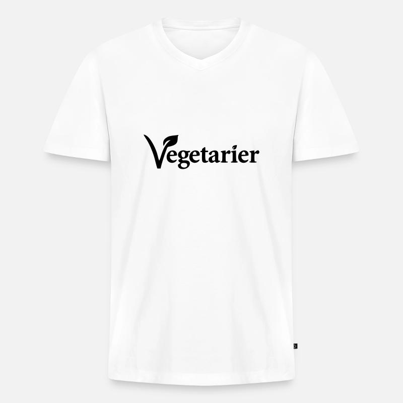 Vegetarier - Männer Premium Bio T-Shirt mit V-Ausschnitt - Weiß