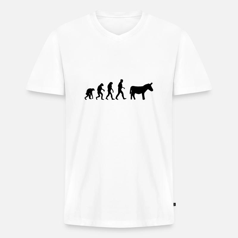 esel evolution - Männer Premium Bio T-Shirt mit V-Ausschnitt - Weiß