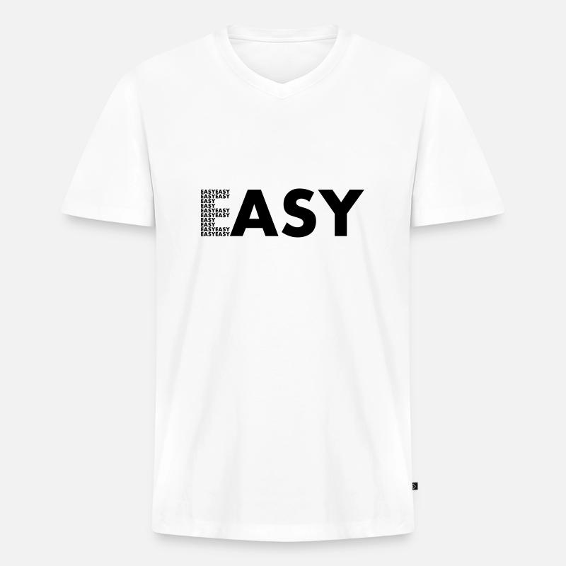 EASY - Männer Premium Bio T-Shirt mit V-Ausschnitt - Weiß