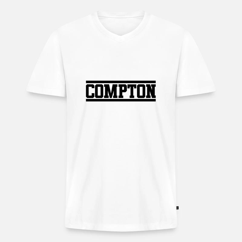 Compton - Männer Premium Bio T-Shirt mit V-Ausschnitt - Weiß
