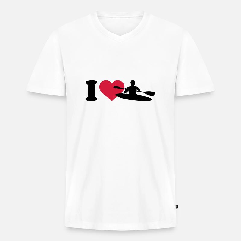 Kajak - Männer Premium Bio T-Shirt mit V-Ausschnitt - Weiß