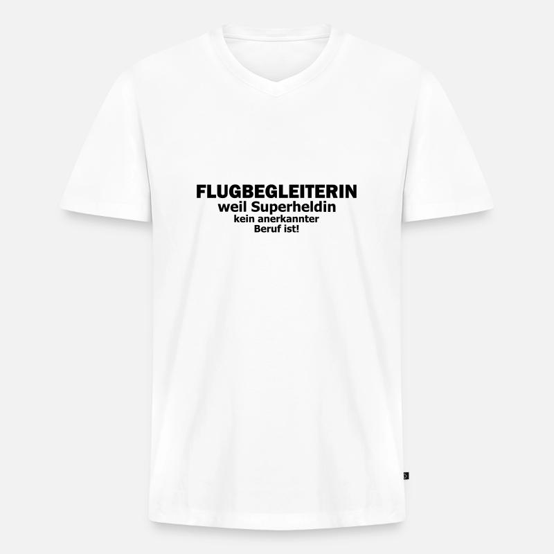 flugbegleiterin - Männer Premium Bio T-Shirt mit V-Ausschnitt - Weiß