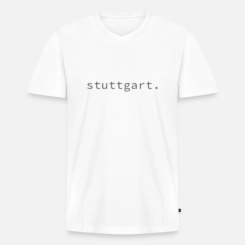 stuttgart. - Männer Premium Bio T-Shirt mit V-Ausschnitt - Weiß