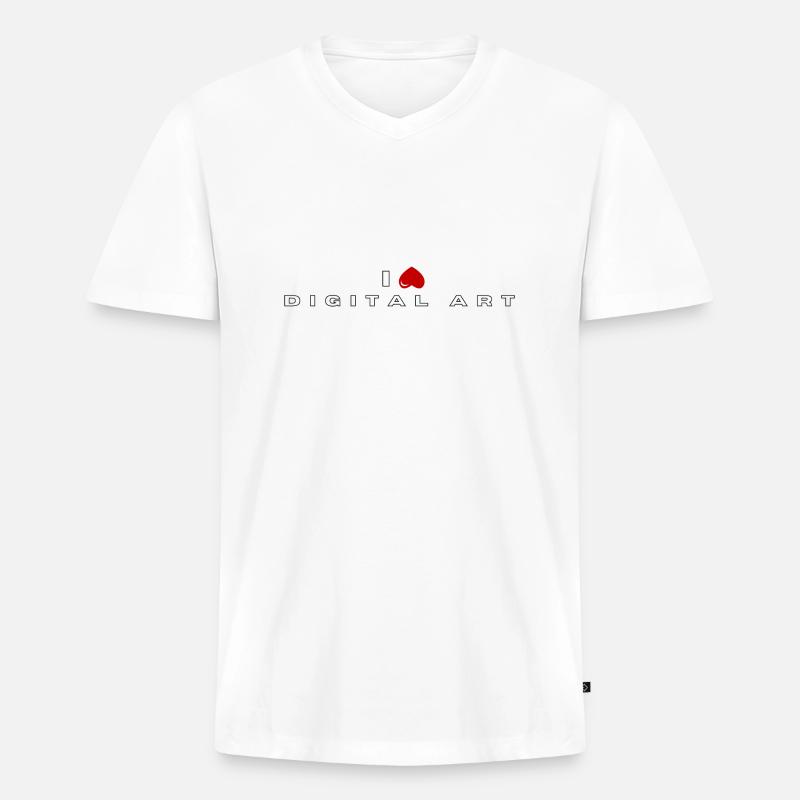 Ich hasse digitale Kunst - Männer Premium Bio T-Shirt mit V-Ausschnitt - Weiß
