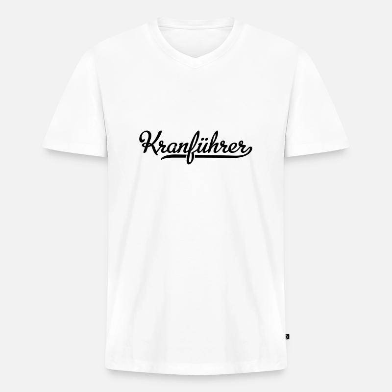 Kranführer - Männer Premium Bio T-Shirt mit V-Ausschnitt - Weiß
