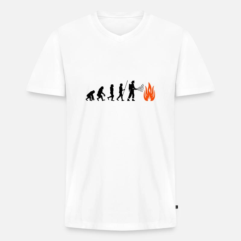 Feuerwehr Evolution - Männer Premium Bio T-Shirt mit V-Ausschnitt - Weiß
