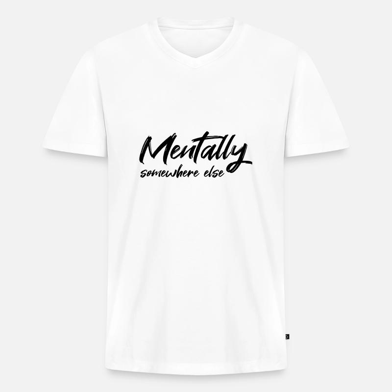 Mentally somewhere else - Männer Premium Bio T-Shirt mit V-Ausschnitt - Weiß