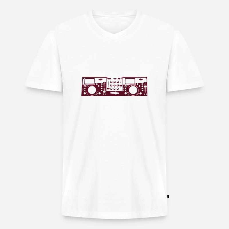 DJ Console Mixer - Männer Premium Bio T-Shirt mit V-Ausschnitt - Weiß