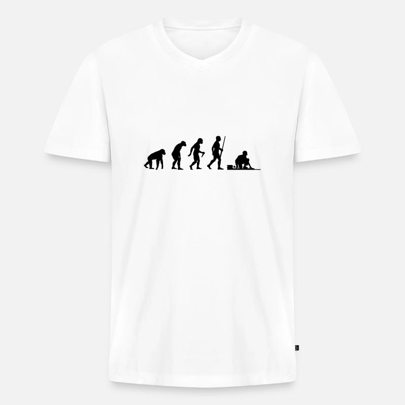 Bodenleger Evolution - Männer Premium Bio T-Shirt mit V-Ausschnitt - Weiß