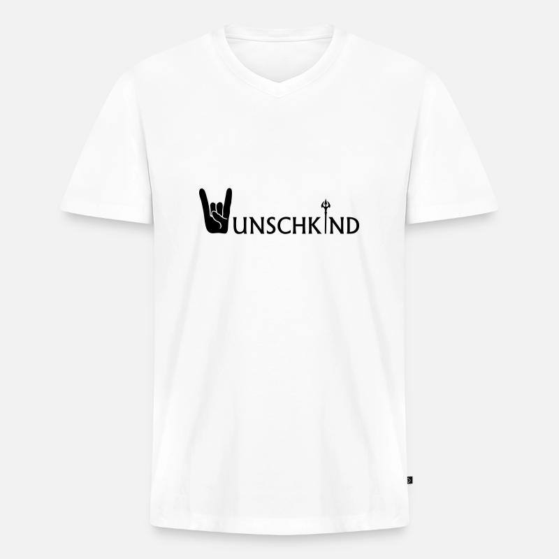 Wunschkind - Männer Premium Bio T-Shirt mit V-Ausschnitt - Weiß