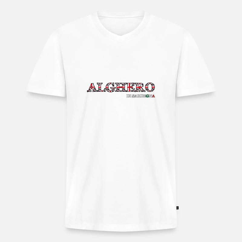 Alghero di Sardegna - Männer Premium Bio T-Shirt mit V-Ausschnitt - Weiß
